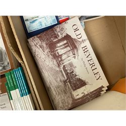 Books - Thirty seven copies of Mutual Air in the Victorian Countryside 1830-1914 by David Neave, four copies of Voices of Hull Real-Life Stories from the Hull City Play edited by Trevelyan Wright, four copies of The Journal of Surgeon Cass Aboard the Whaler 'Brunswick' of Hull, 1824 edited by A G Credland, four copies of This Righteous War by B S Barnes, four copies of Flying Sail Humber Keels and Sloops by Michael E Ulyatt, four copies of Old Beverley by Philip Brown, etc., in two boxes 