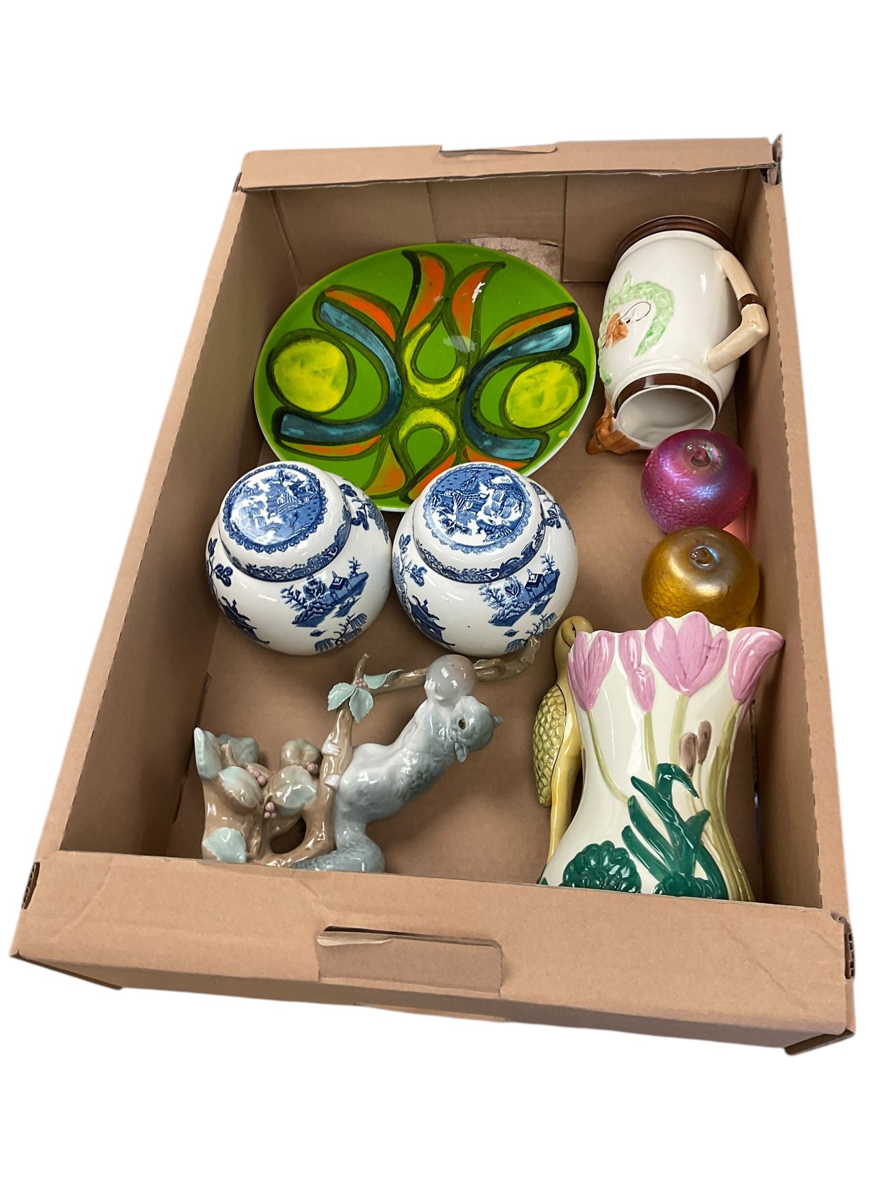 Two Glassform apples, together with Lladro figures, Poole charger and other ceramics 