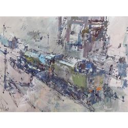 John Palmer RWA (Bristol Savages 1939-2021): 'Operations' - Railway Study, watercolour and gouache signed, titled on label verso 25cm x 34cm