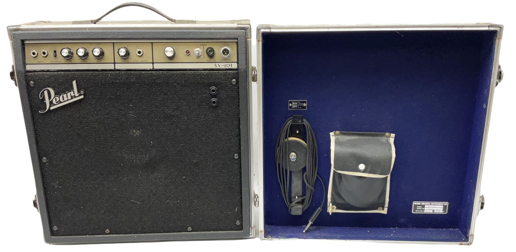Pearl Musical Instruments Limited SS-101 amplifier No.7091 with integral flight case 48cm square