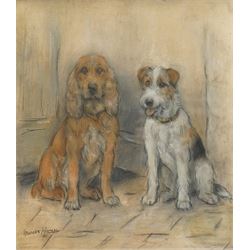 Marion Rodger Hamilton Harvey (Scottish 1886-1971): 'Spaniel and Fox Terrier', pastel and ...