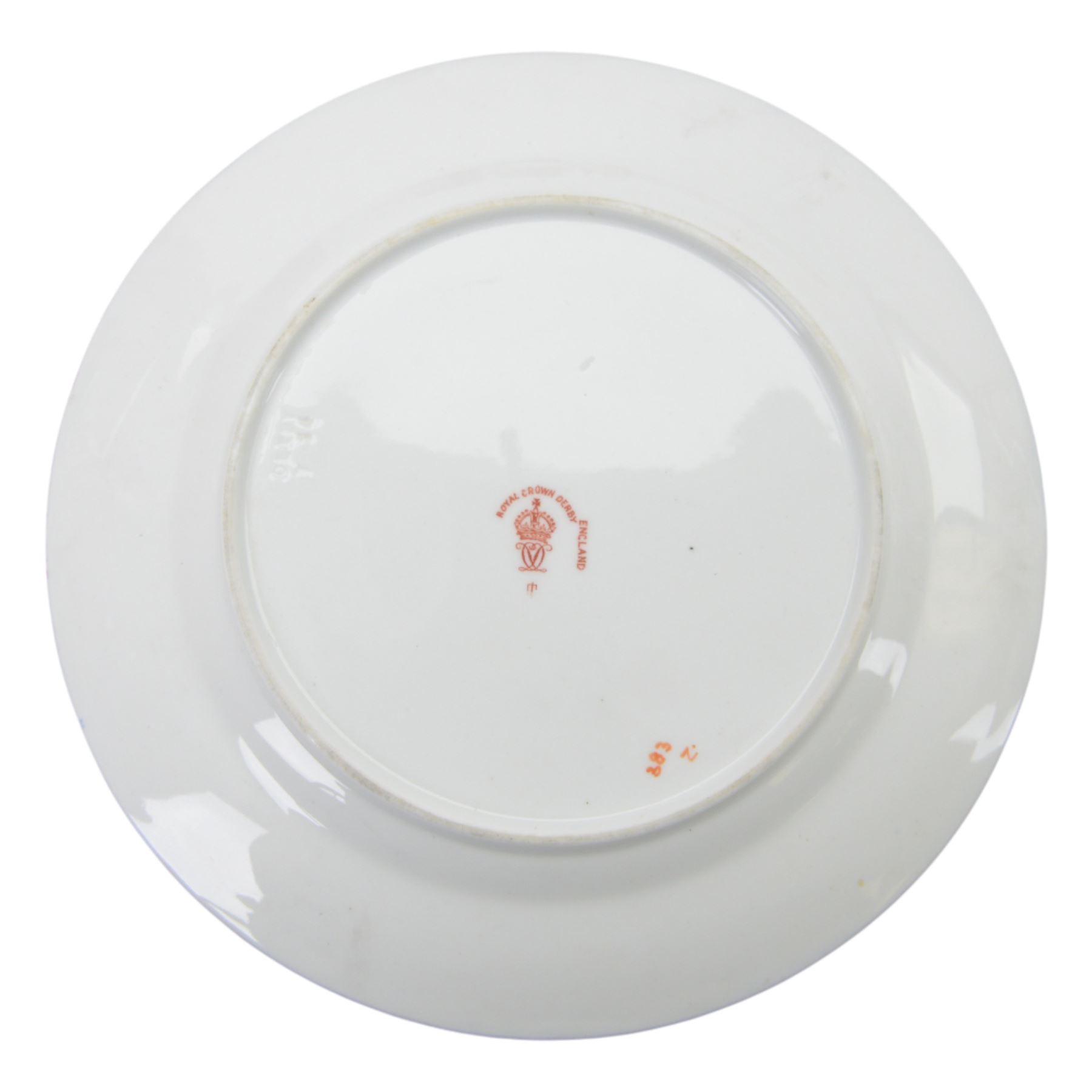 Royal Crown Derby imari pattern, miniature teapot and teacup, together with two cups and saucers and three plates