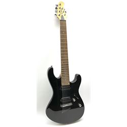 Dean seven-string electric guitar with gold flecked black body no.E913422 L97cm, in soft carrying case