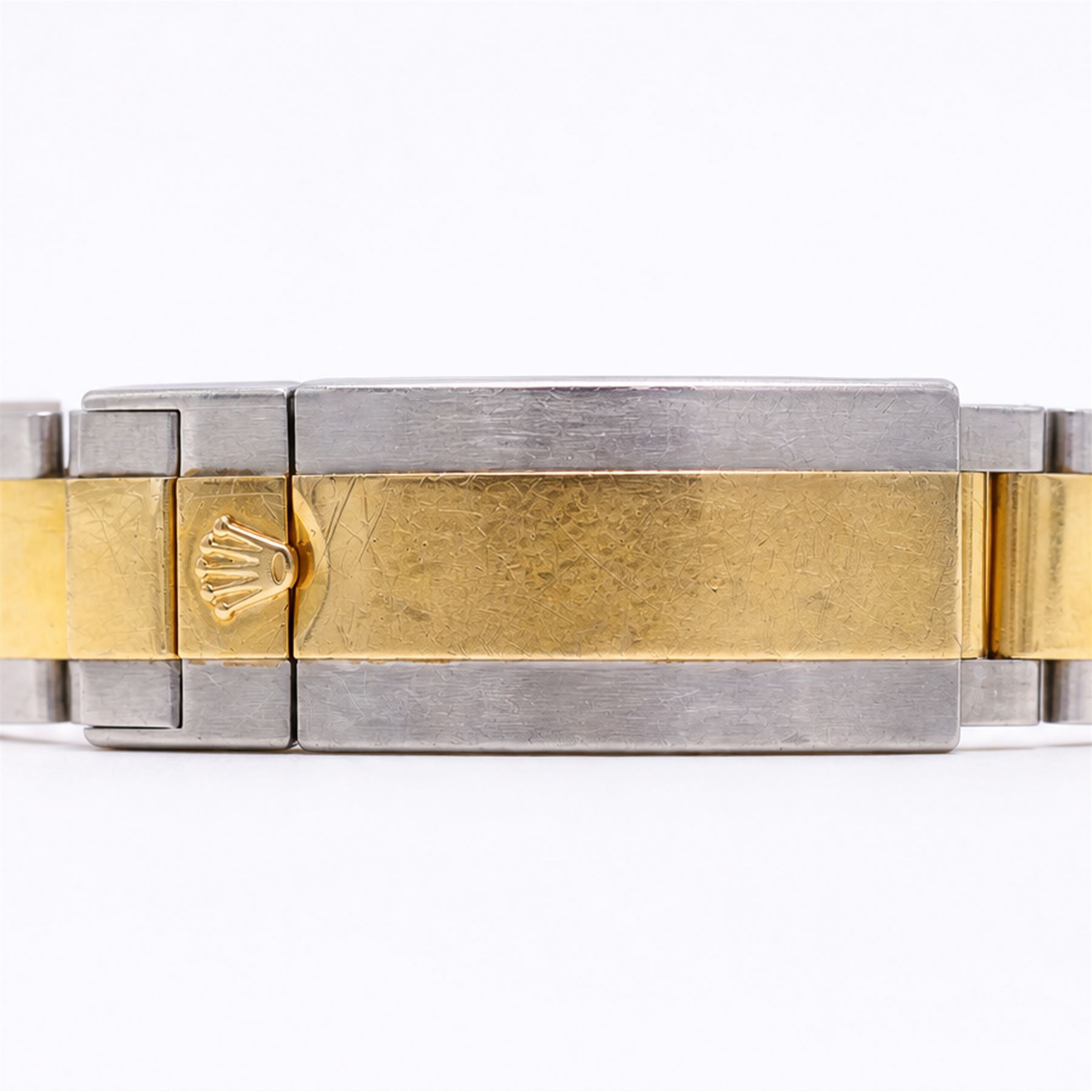 Rolex Oyster Perpetual Submariner Date gentleman's stainless steel and gold automatic wristwatch, Ref. 116613LN, serial No. 8201P7C5, back dial with luminous hour markers, unidirectional rotating black ceramic bezel, on stainless steel and yellow gold Rolex Oyster bracelet with fold-over clasp, boxed with guarantee card dated 2013