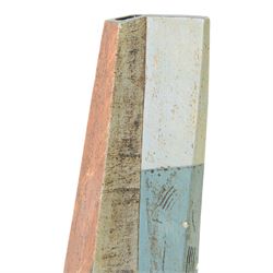 Bernard Irwin (1953-) studio pottery slender vase of tapered form, with blocks of colour, signed beneath, H41cm