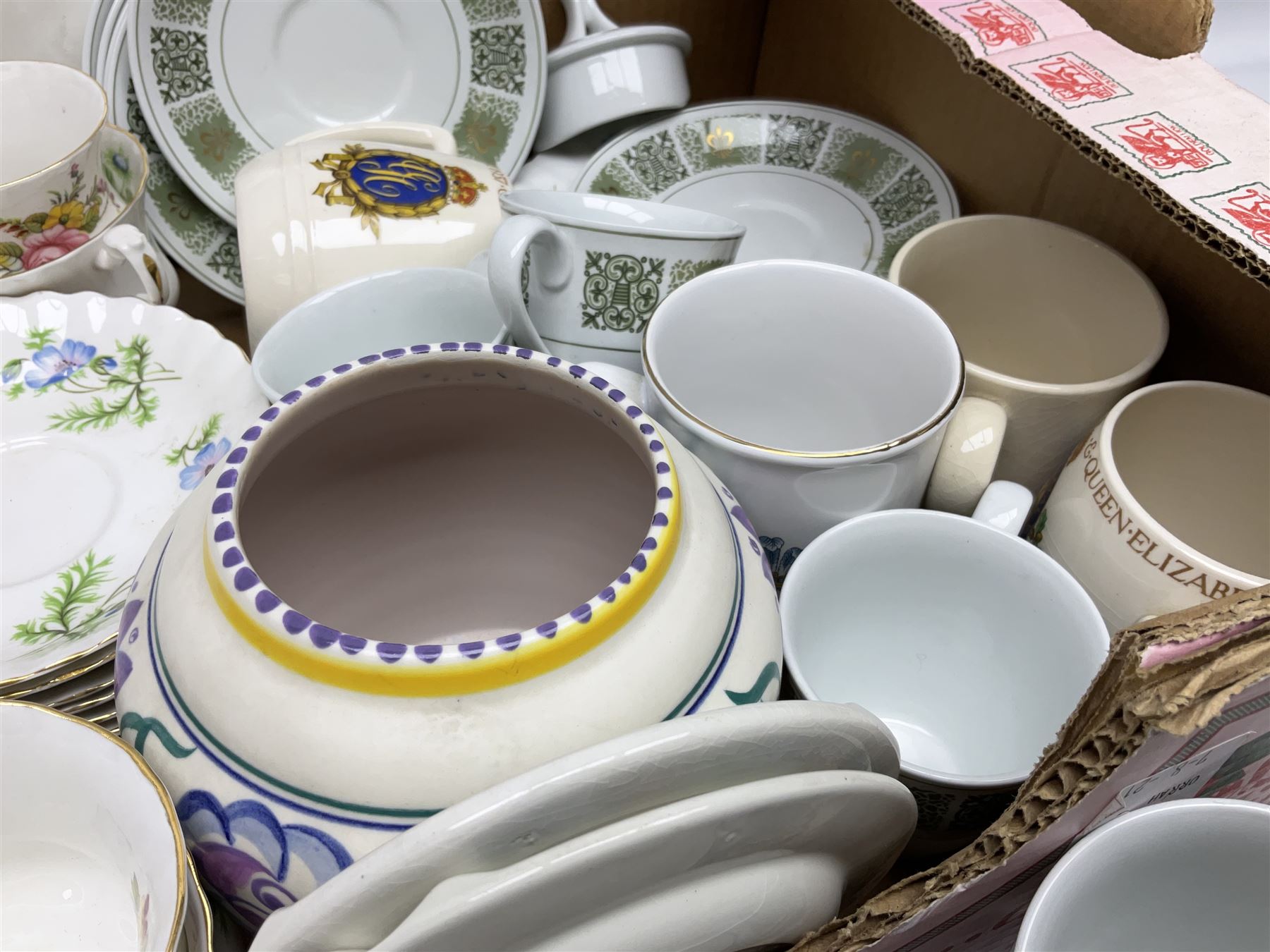 Poole vase decorated with flowers, no 877, Copeland Spode Dauphine pattern coffee service for six, and floral Richmond teawares