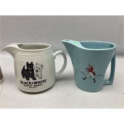 Six whisky water jugs, to include Wade Johnnie Walker, Haig, Black & White, etc