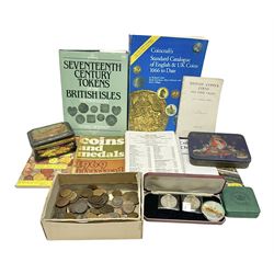 Coins, empty cases, reference materials, vintage tins etc