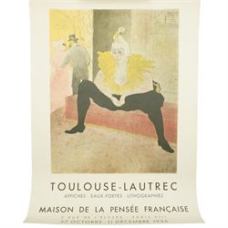 After Henri de Toulouse-Lautrec (French 1864-1901): Yvette Guilbert and Cabaret Scenes, set five lithographs one numbered 1118/1500 with printed monogram or blindstamp, together with exhibition poster Toulouse-Lautrec: Maison de la Pensée Française, Paris max 67cm x 47cm (6)