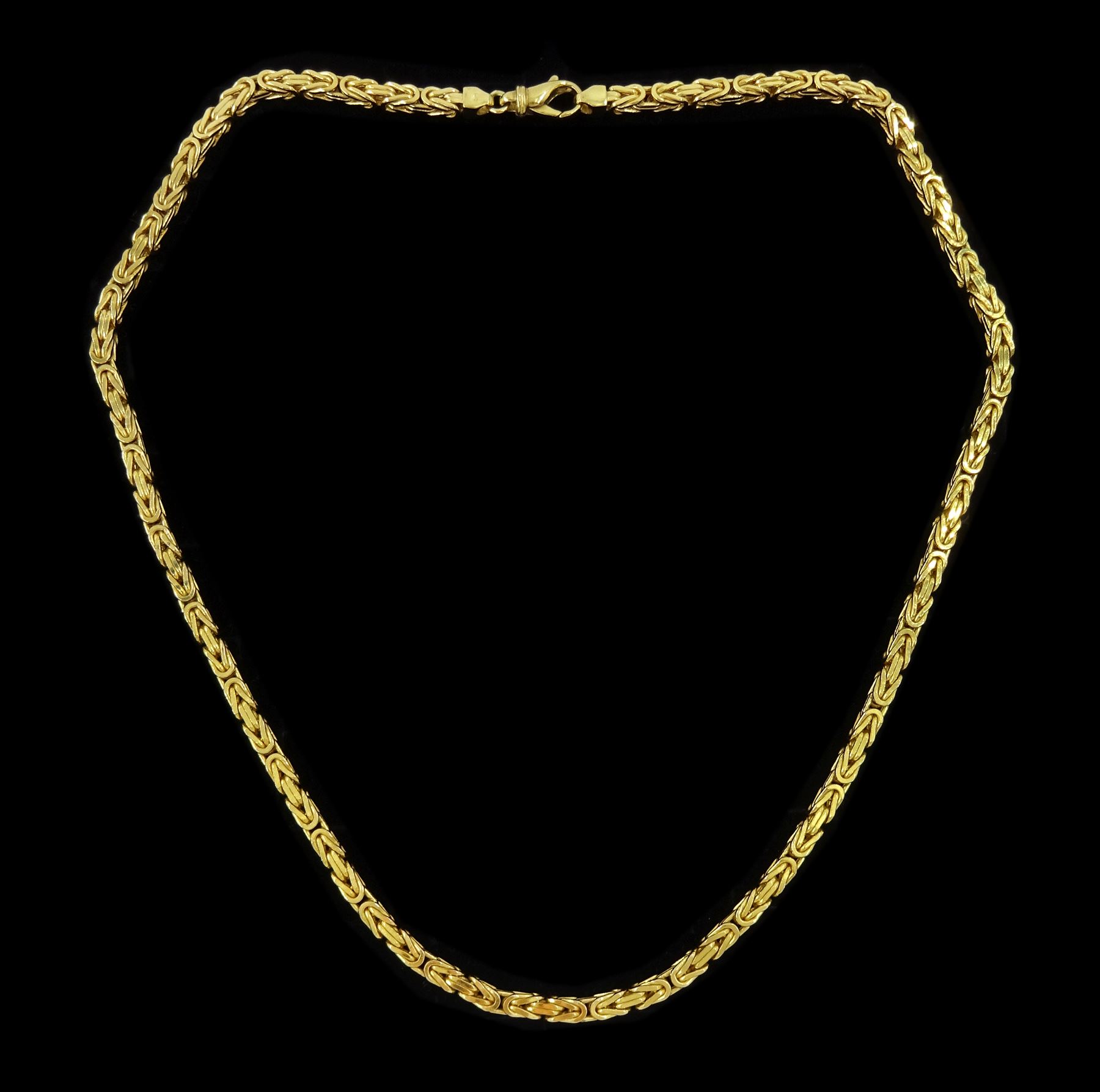 9ct gold Byzantine link chain necklace, hallmarked