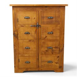 Indigo Furniture - large rustic oak cupboard with faux-drawer fronted cupboard, rectangula...