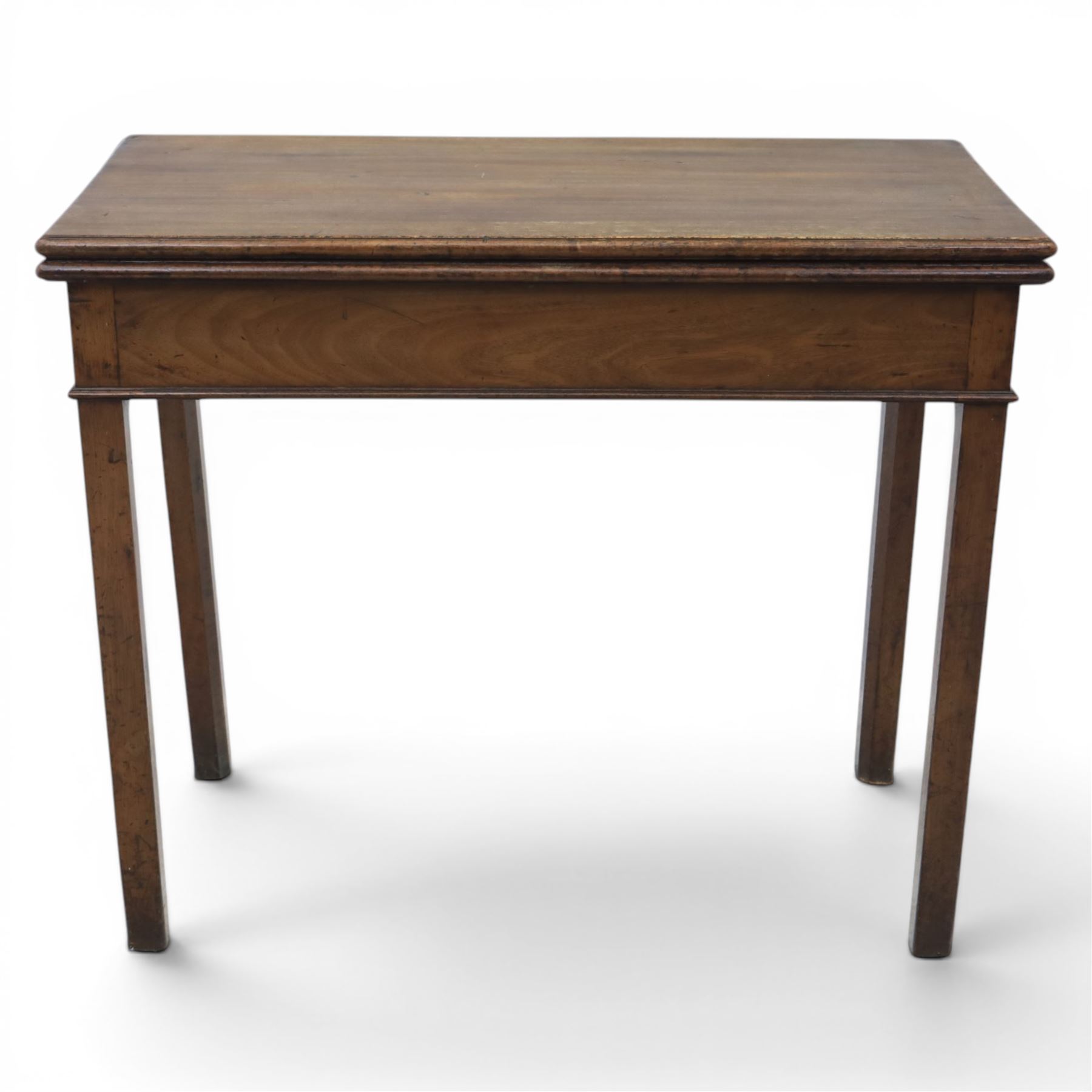 Georgian mahogany side table, extendending top with fold-over action, square leg