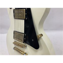 2010 Gibson Les Paul studio guitar, serial no101500537 in white finish with gold and pale green hardware, in Auden soft carry case, guitar L100cm
