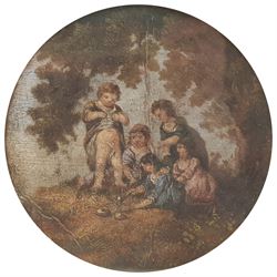 Continental School (19th century): Children under a Tree, circular oil on card unsigned 13cm diameter
