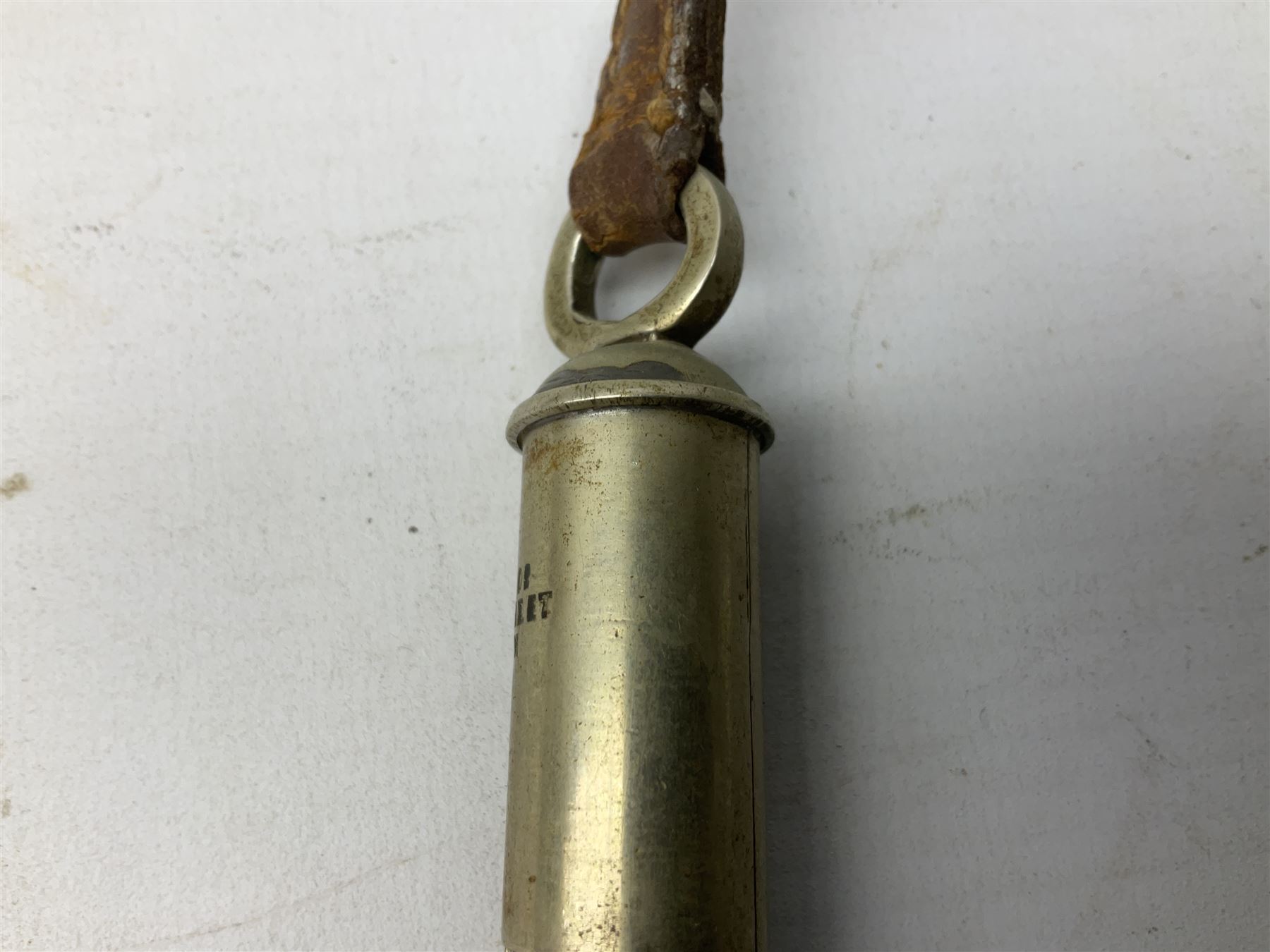 Three J Hudson & Co Birmingham military whistles, dated 1915, 1916, 1923