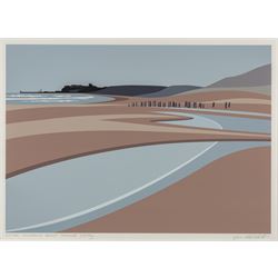 Ian Mitchell (British Contemporary): 'Sandsend Beach towards Whitby', limited edition digi...
