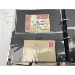 Queen Victoria and later Great British and World postal history, including postal stationary, mourning covers, QV Natal one penny stamps on cover, registered letters, postmark interest etc, housed in a ring binder folder