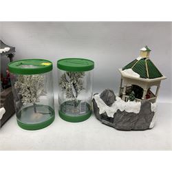 Christmas decorations; Premier LED Christmas Village scene with moving train, together with three Lumineo christmas scenes, and other similar 