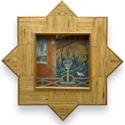 Robert H Lee (British 1915-2007): 'Roman Fresco Remains', oil on canvas board, signed and dated '01, in frame formed as a star, titled verso 24cm x 24cm 