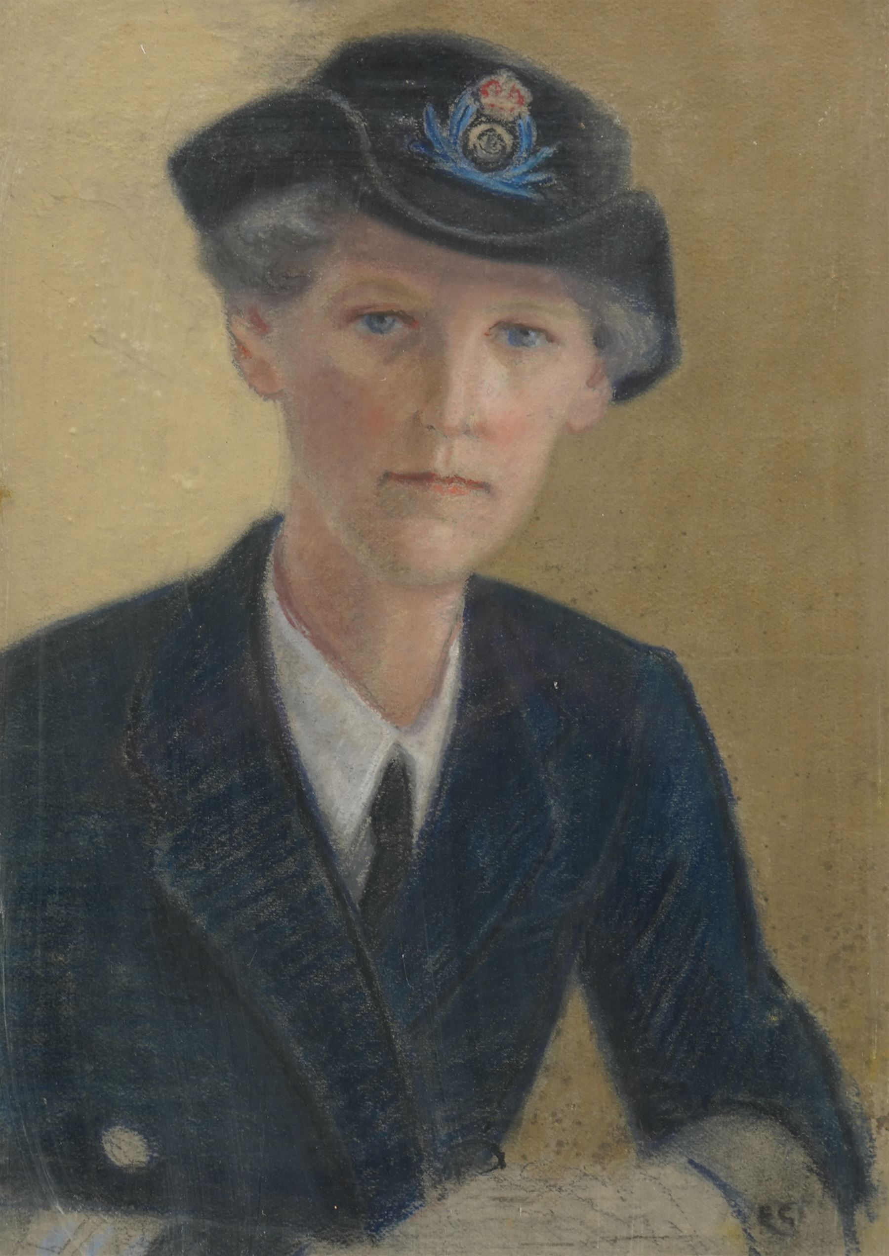 Elsie Gledstanes (British 1891-1982): Portrait of a Women's Naval Officer - Dame Katharine Furse, pastel signed with initials, labelled verso 47cm x 31cm
Notes: Dame Katharine Furse (1875-1952) was a British nursing and military administrator. She led the British Red Cross Voluntary Aid Detachment force during the First World War, and served as the inaugural Director of the Women's Royal Naval Service