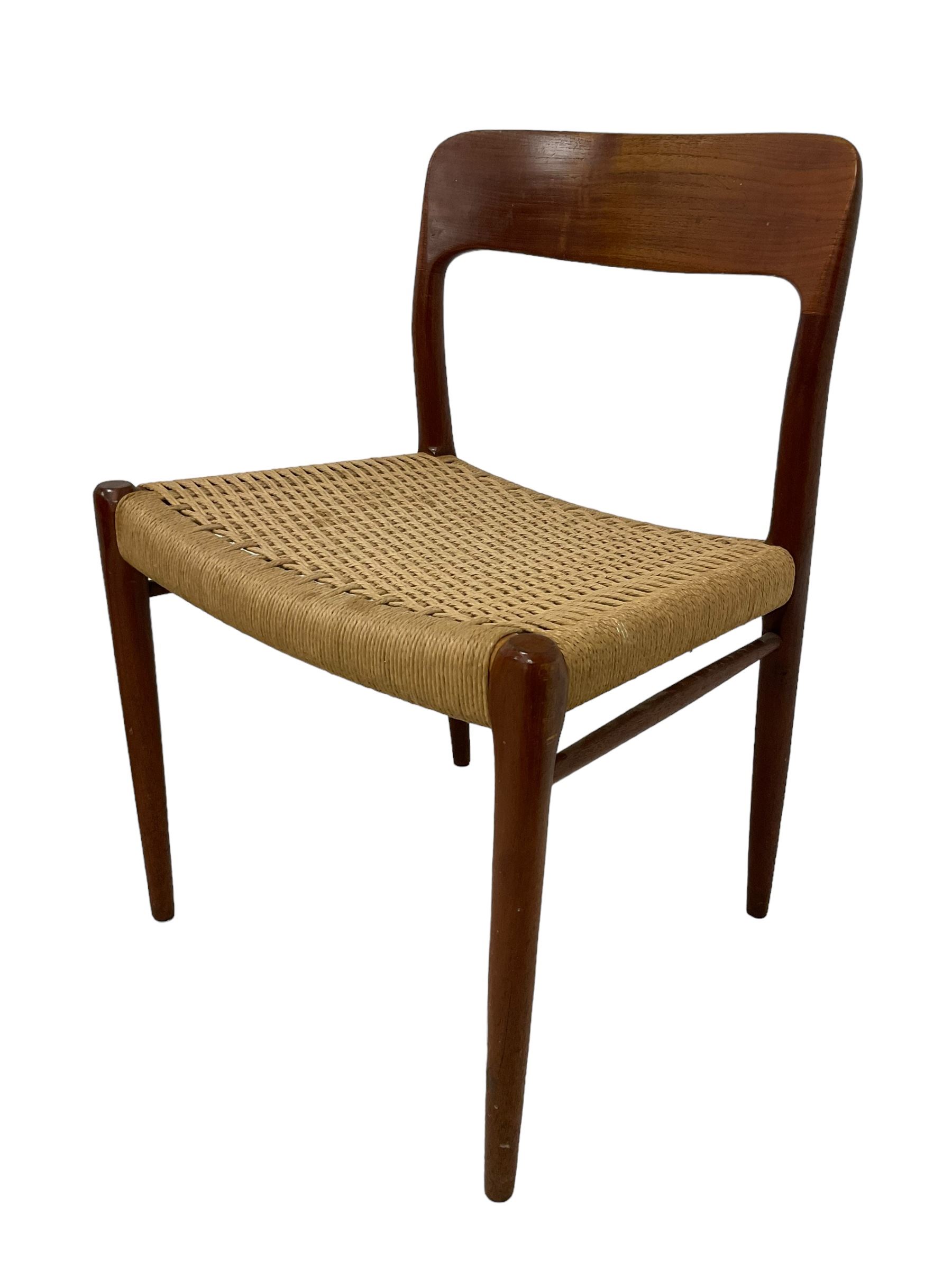 Niels Møller for J L Møllers Møbelfabrik - set of four mid-20th century teak 'Model 75' dining chairs, woven seats