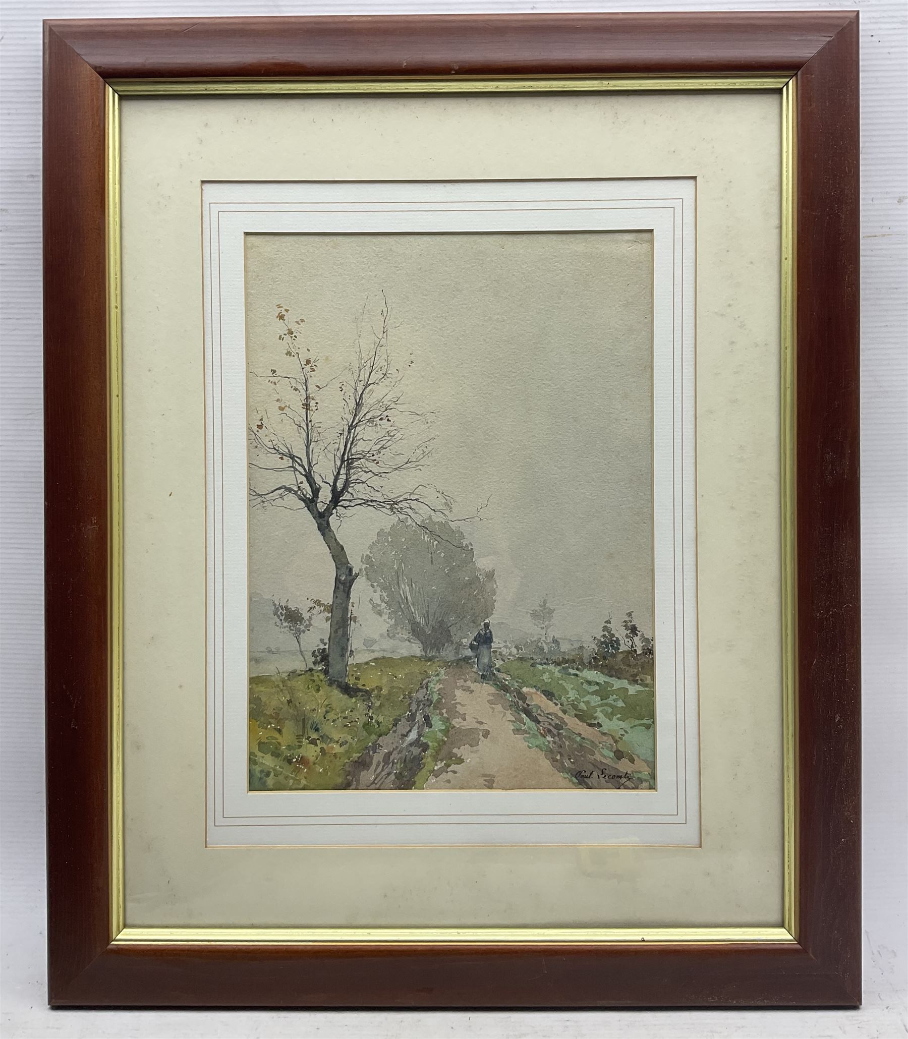 Paul Lecomte (French 1842-1920): Heading to Market, watercolour signed 32.5cm x 24cm 