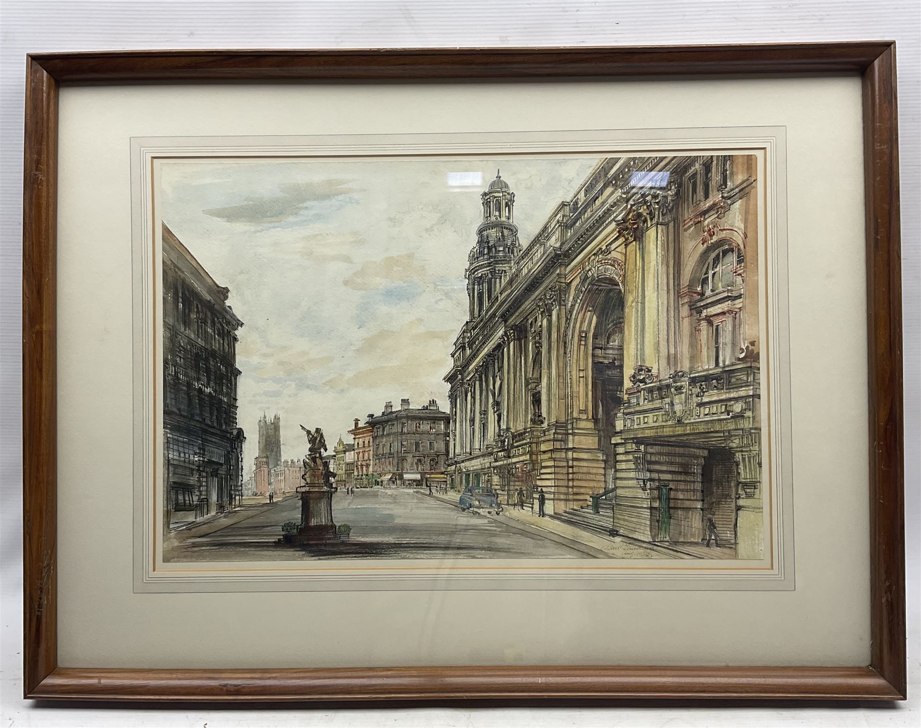 Allan Peel Tankard (British 1897-1964): London Street Scenes, set of three ink and watercolours signed and dated 1953, in matching frames, max 37cm x 55cm (3)