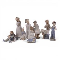 Five Lladro figures, Sweet Dreams 1535, Angel with Child 4635, Child with Lamb 4676 etc, t...