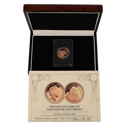 Queen Elizabeth II Gibraltar 2020 'The Greatest Briton' gold proof double sovereign coin, ...