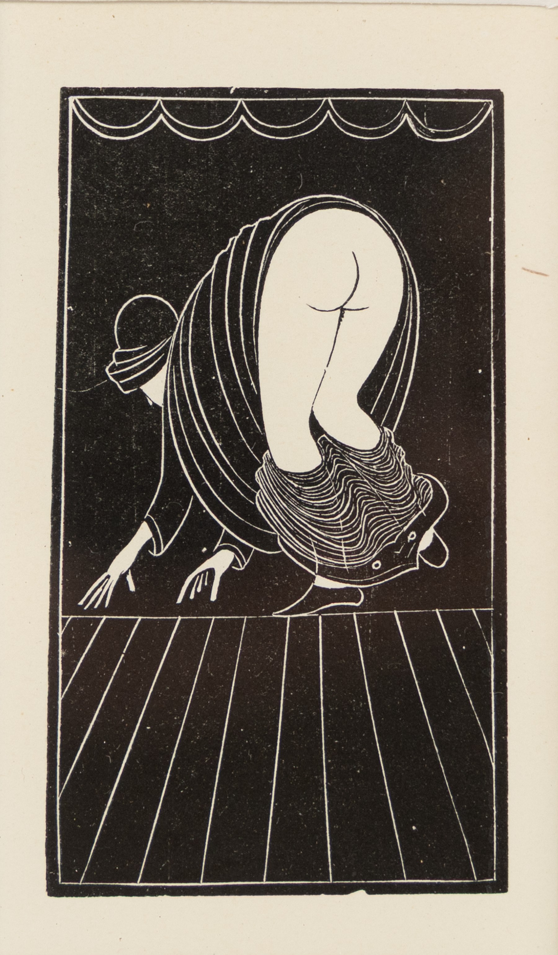 Eric Gill (British 1882-1940): 'The Chinese Maidservant', limited edition wood block unsigned, titled on label verso 7cm x 4cm