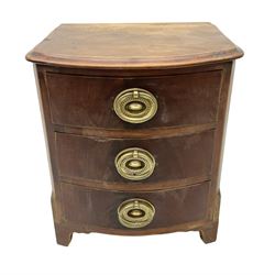 Stained hardwood table top chest of drawers, H31cm W27cm