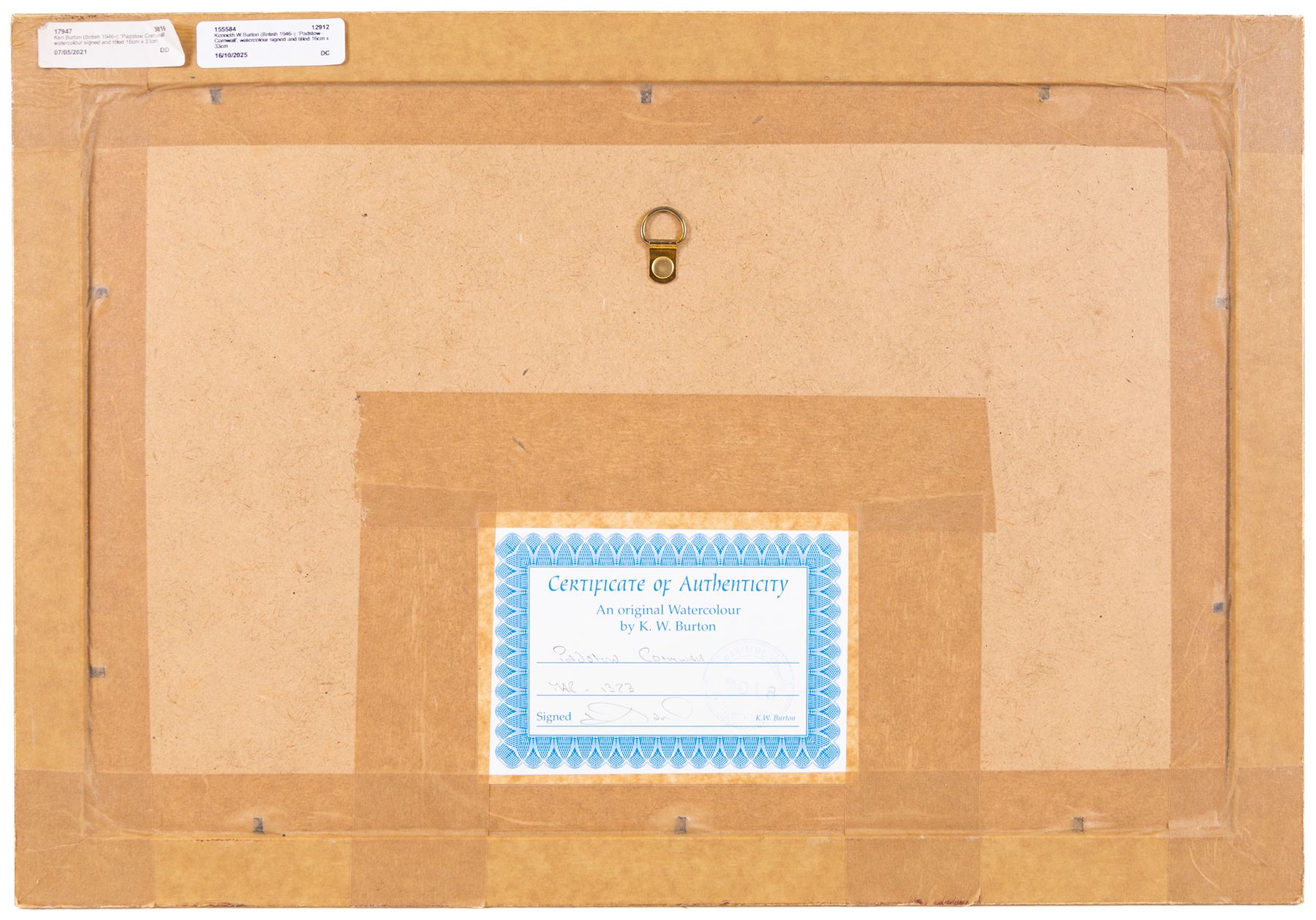 Kenneth W Burton (British 1946-): 'Padstow - Cornwall', watercolour signed and titled 16cm x 33cm