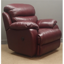  Electric reclining armchair upholstered in brown leather (This item is PAT tested - 5 day warranty from date of sale)  