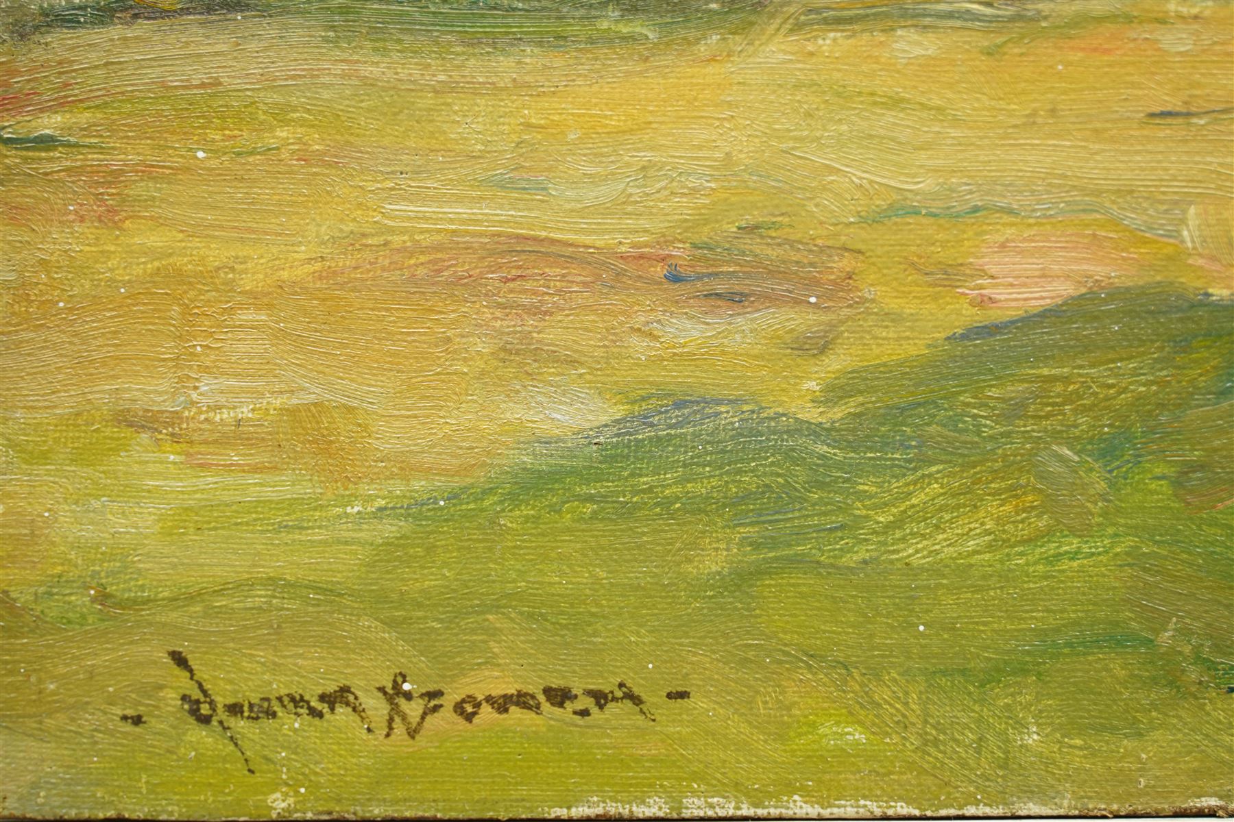 Owen Bowen (Staithes Group 1873-1967): Dales Landscape, oil on board signed 31cm x 41cm