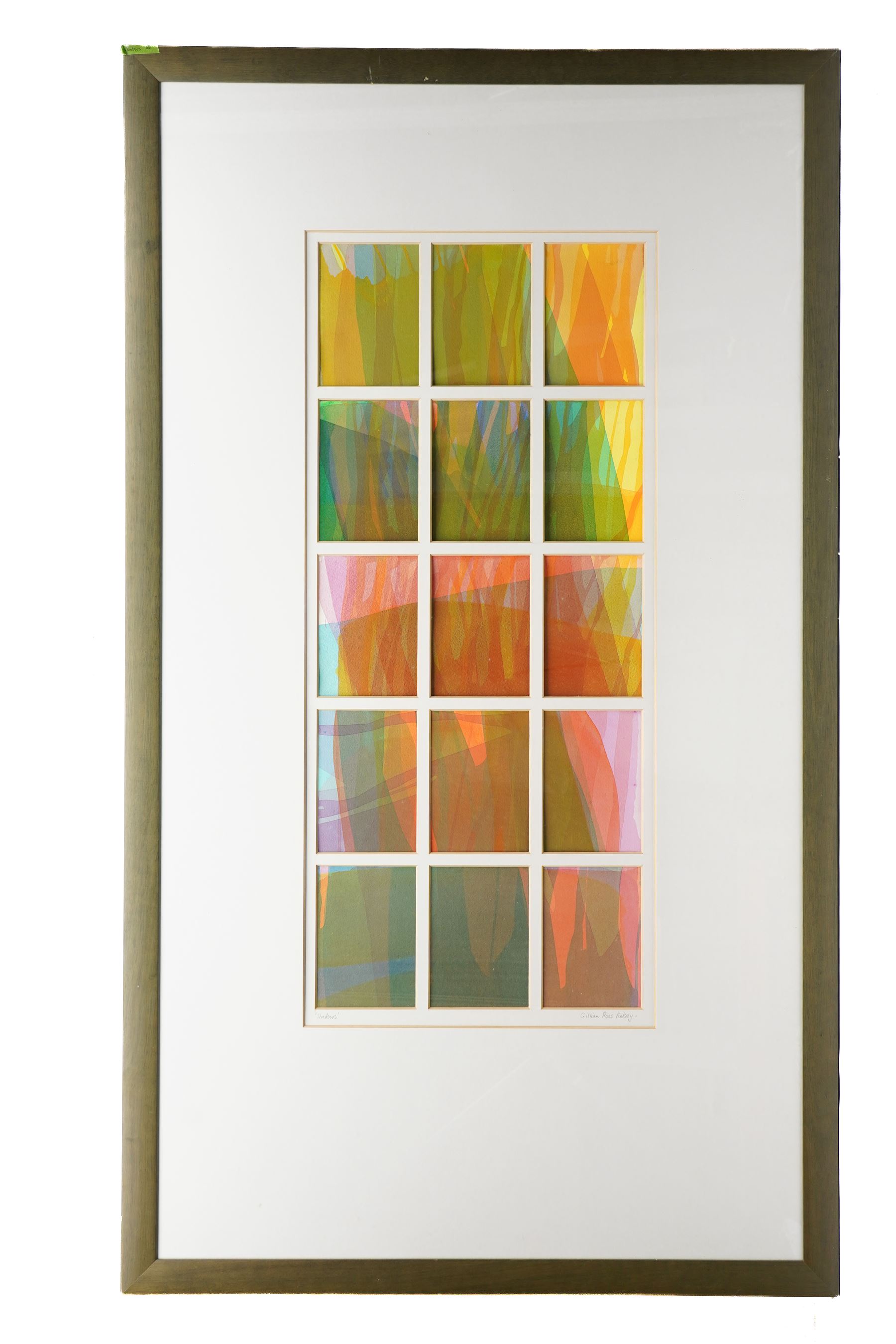 Gillian Ross Kelsey (British 1935-2025): 'Shadows', acrylic ink signed and titled in pencil 85cm x 36cm