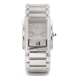 Patek Philippe Twenty~4 ladies stainless steel quartz wristwatch, sunburst grey dial with ...