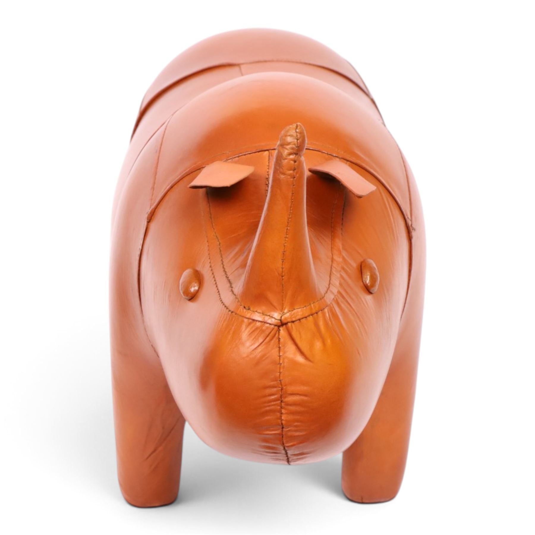 21st century leather rhino footstool, H40cm, L80cm 