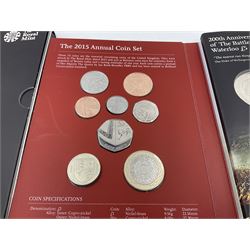 Two The Royal Mint United Kingdom Annual Coins Sets, dated 2015 and 2016, both in card folders with certificates