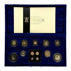 The Royal Mint United Kingdom 2000 silver proof Millennium coin collection, including Maundy coins, number 8478, cased with certificate

