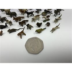 Collection of miniature cold painted bronze and similar animals, to include birds, sheep, horses etc 