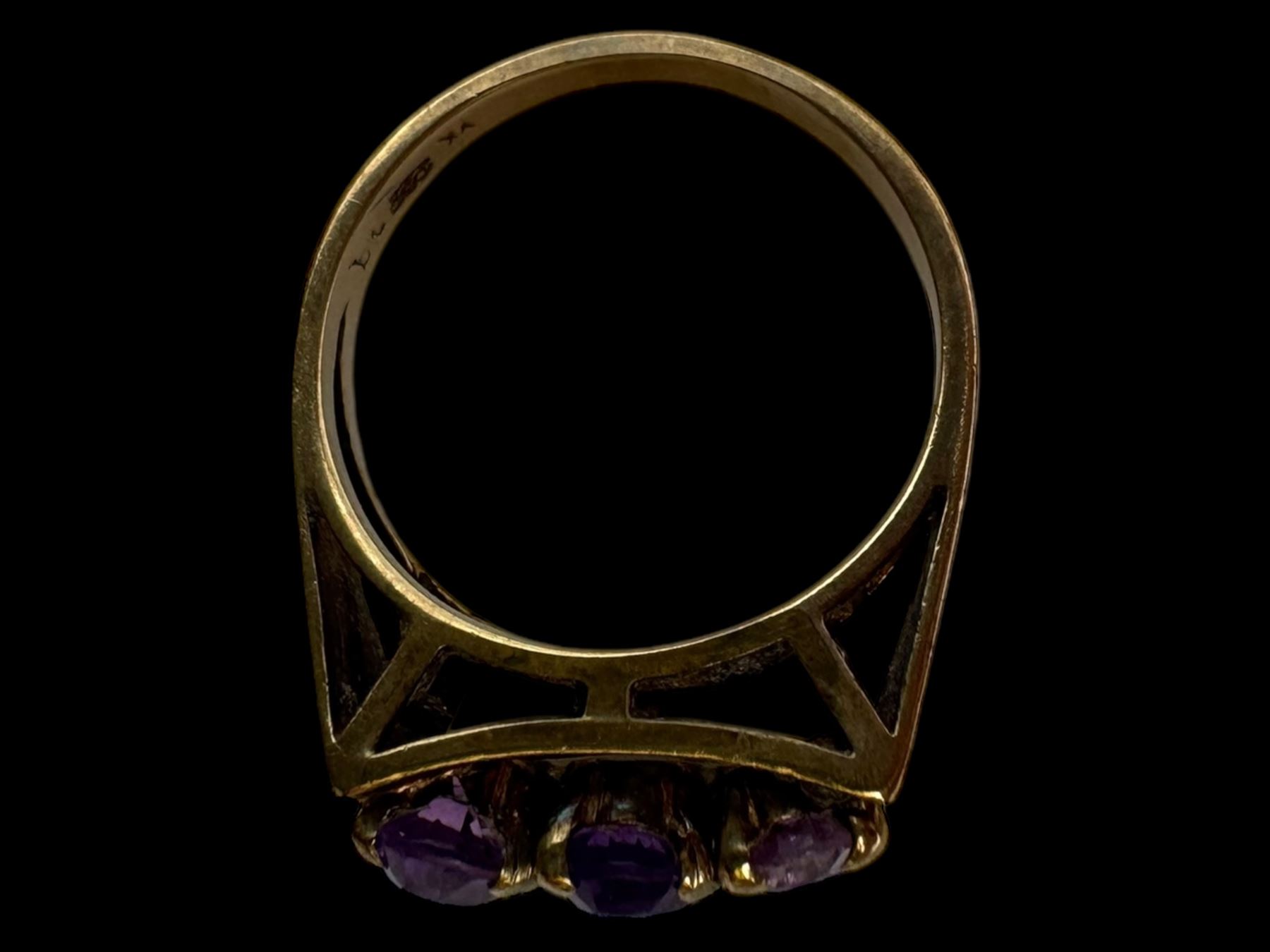 Two pairs of 9ct gold hoop earrings, three 9ct gold earring backs and an 8ct gold three stone ring