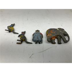 Collection of twenty-two Britains Cadbury's Cococubs play worn lead painted figures to include Mr Pie Porker, Mrs Pie Porker, Tiny Tusks, Captain Kangaroo, Granny Owl and others, Britains Snow White and Doc lead figures and other painted lead figures (30)