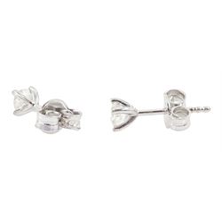 Pair of 18ct white gold round brilliant cut diamond stud earrings, total diamond weight approx 0.40 carat