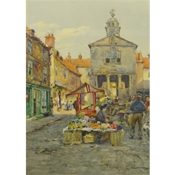 Albert George Stevens (Staithes Group 1863-1925): Whitby Market Place, watercolour signed 36cm x 26cm  