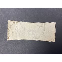 Great Britain Queen Victoria one pound green stamp, used, previously mounted