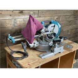Makita LS0815FL chop saw, with wooden trolley