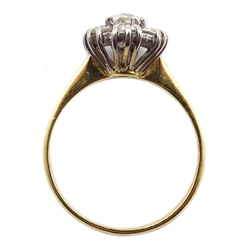  18ct gold seven stone diamond cluster ring, London 1978  