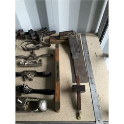 Selection of woodworking tools such as Stanley Victor No 20 compass plane, E.Preston & Sons spirit level, spokeshaves, carpenters squares and other - THIS LOT IS TO BE COLLECTED BY APPOINTMENT FROM DUGGLEBY STORAGE, GREAT HILL, EASTFIELD, SCARBOROUGH, YO11 3TX