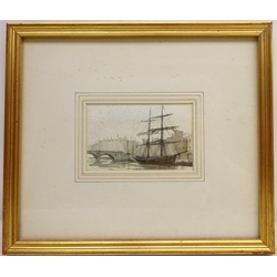  Moored Boat in the Docks, watercolour signed by Peter Knox (British 1942-) 7.5cm x 12cm  