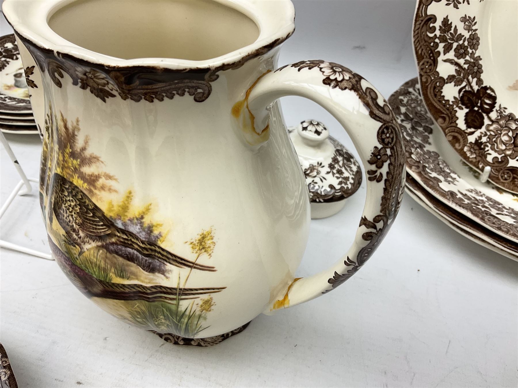 Royal Worcester Palissy Game Series pattern tea and dinner wares, to include two teapots, coffee pot, twelve cups and saucers in two sizes, four dinner plates etc (40) 